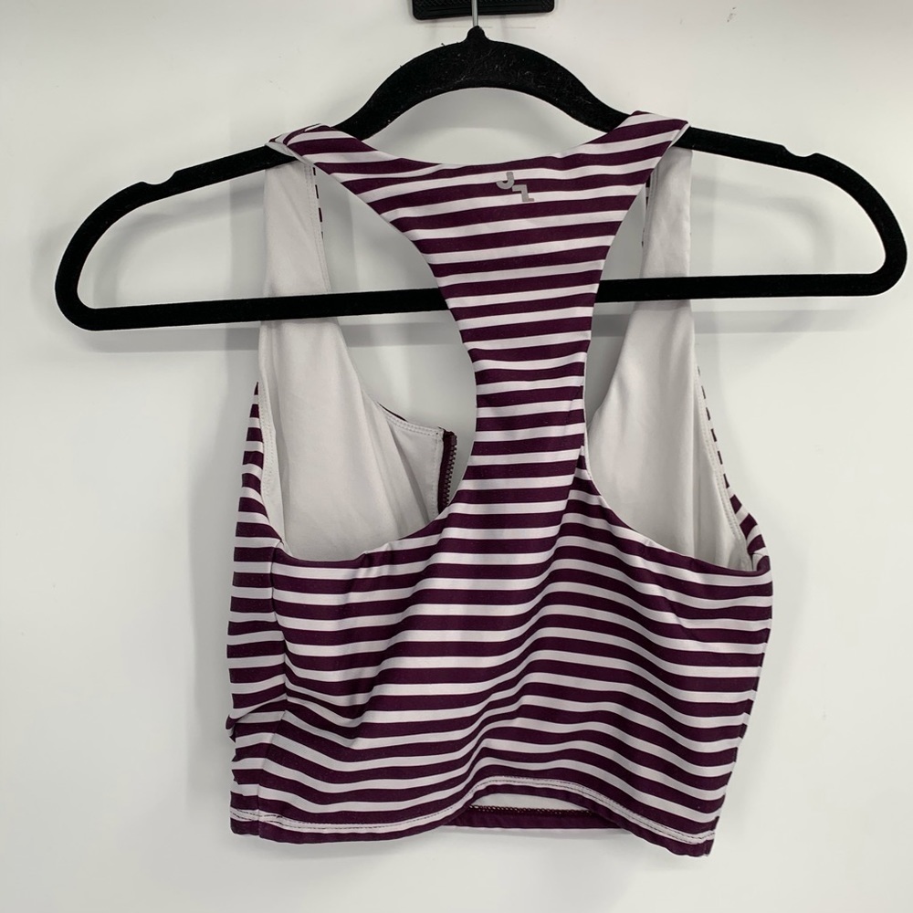JOY LAB Striped Crop Sports Bra Zip Racerback XS - Picture 5 of 5